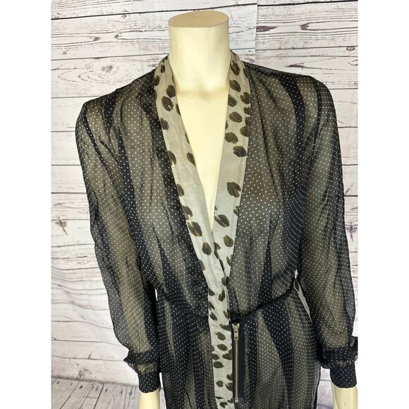Schumacher polka dot long sleeved sheer sexy zippered dress size XS - Picture 5 of 12